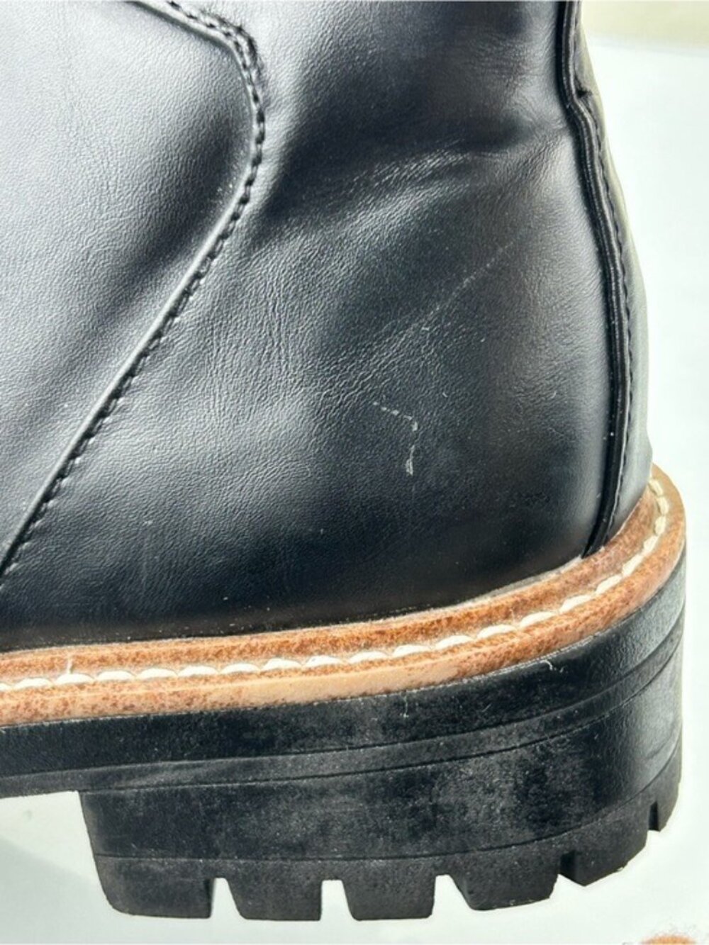 A New Day Target Black Faux Leather Fur Lace-Up Combat Winter Boots Sz 6.5 Fall - Picture 16 of 16
